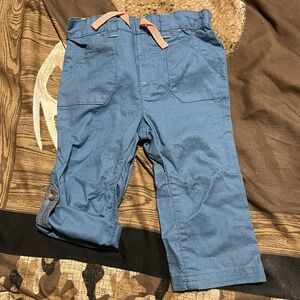 Girls Capri Pants Button‎ Up Leg Blue Size 12 Mo